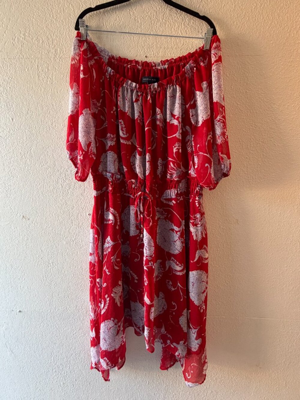 Tommy Hilfiger Red Floral Off the Shoulder Dress
